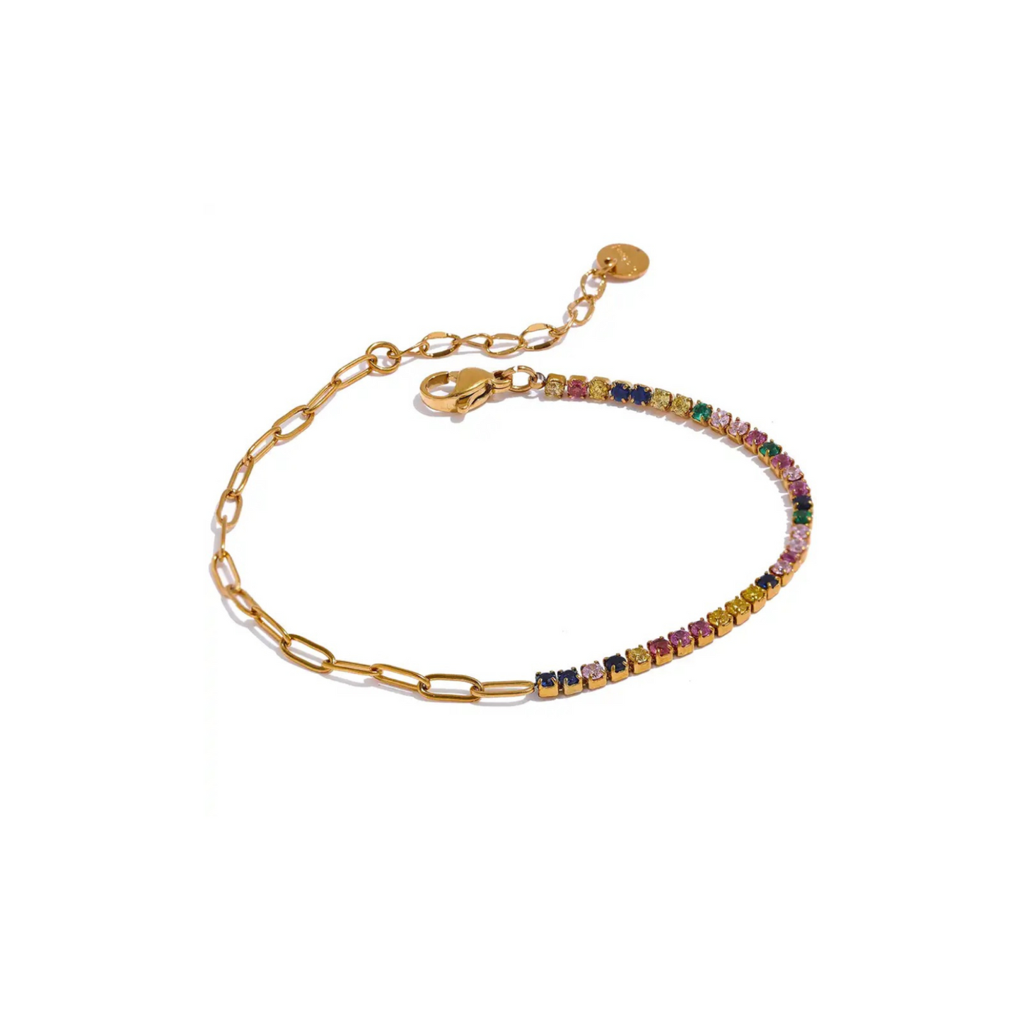 Paperclip Chain Gem Bracelet