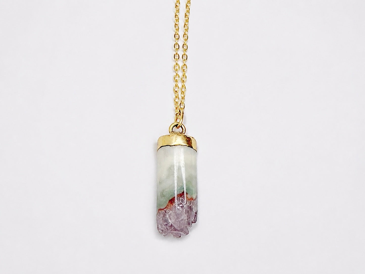 Amethyst Half Cylinder Necklace