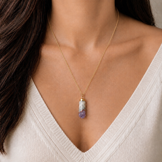 Amethyst Half Cylinder Necklace