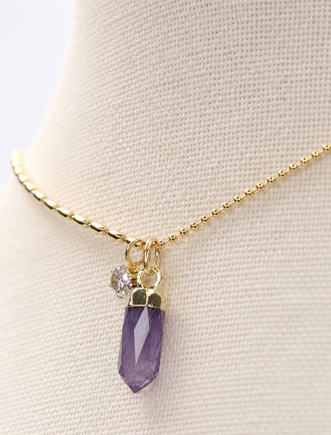 Amethyst Spike Necklace Gold