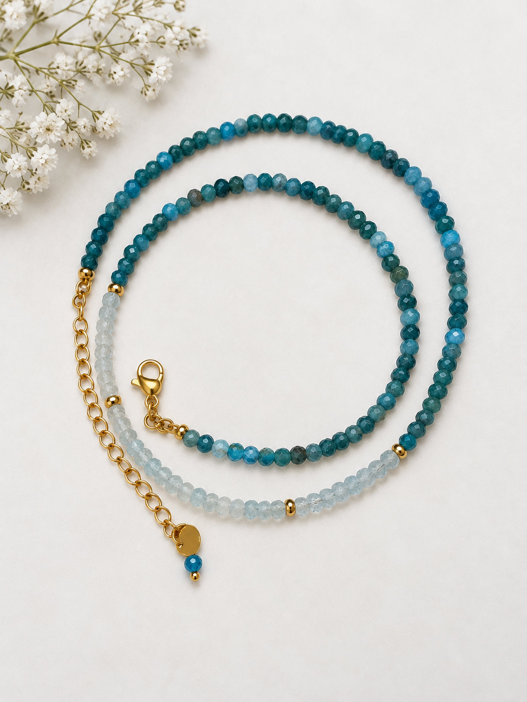 Blue Apatite and Aquamarine Gemstone Necklace