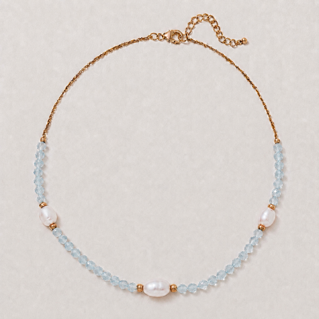 Aquamarine Pearl Chain Necklace