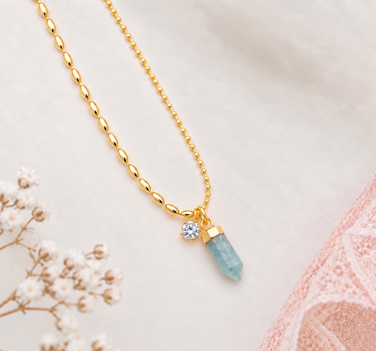Aquamarine Necklace: Minimalist Gemstone Jewelry