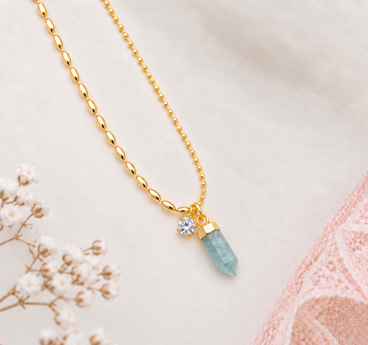 Aquamarine Necklace: Minimalist Gemstone Jewelry