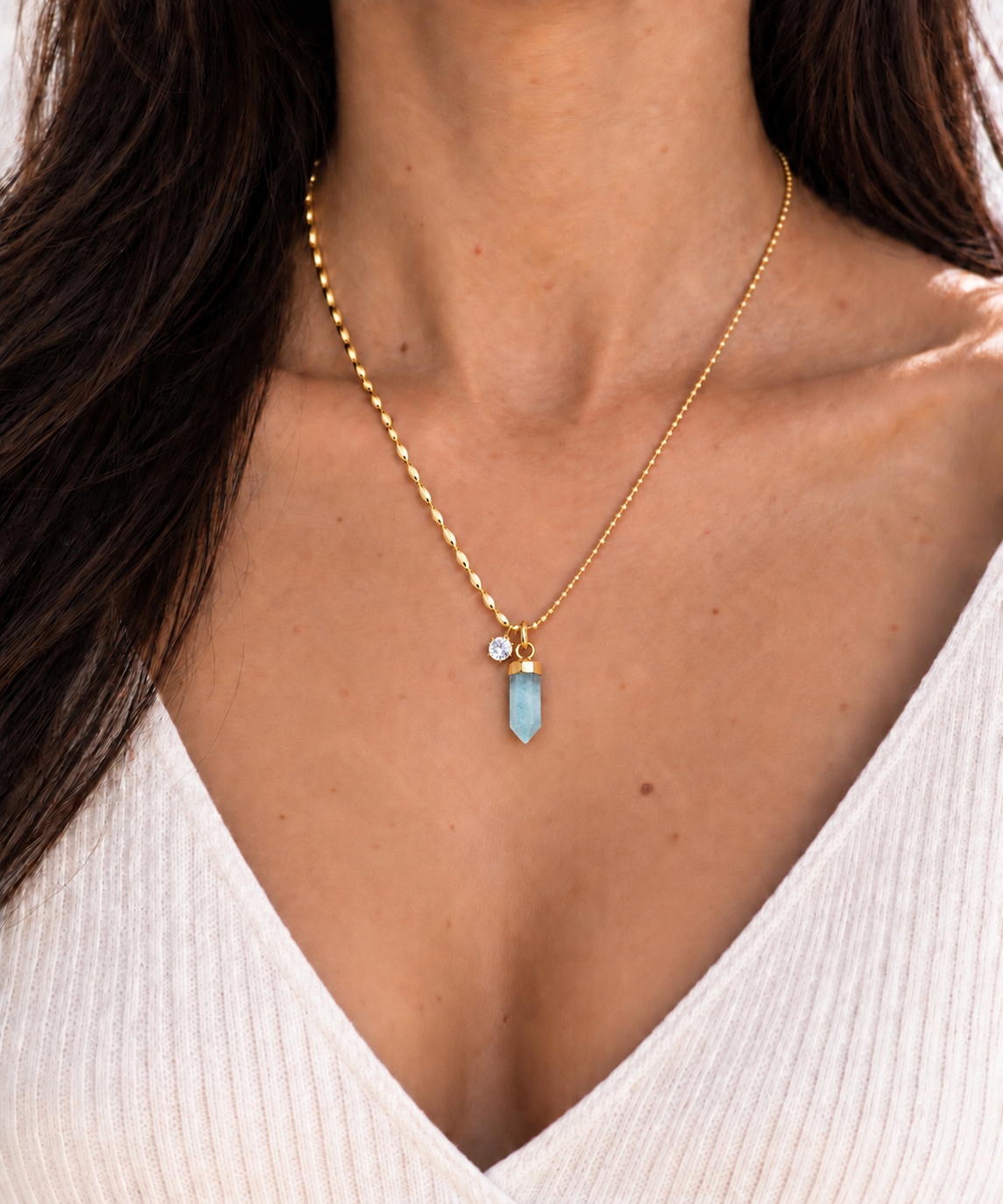 Aquamarine Necklace: Minimalist Gemstone Jewelry