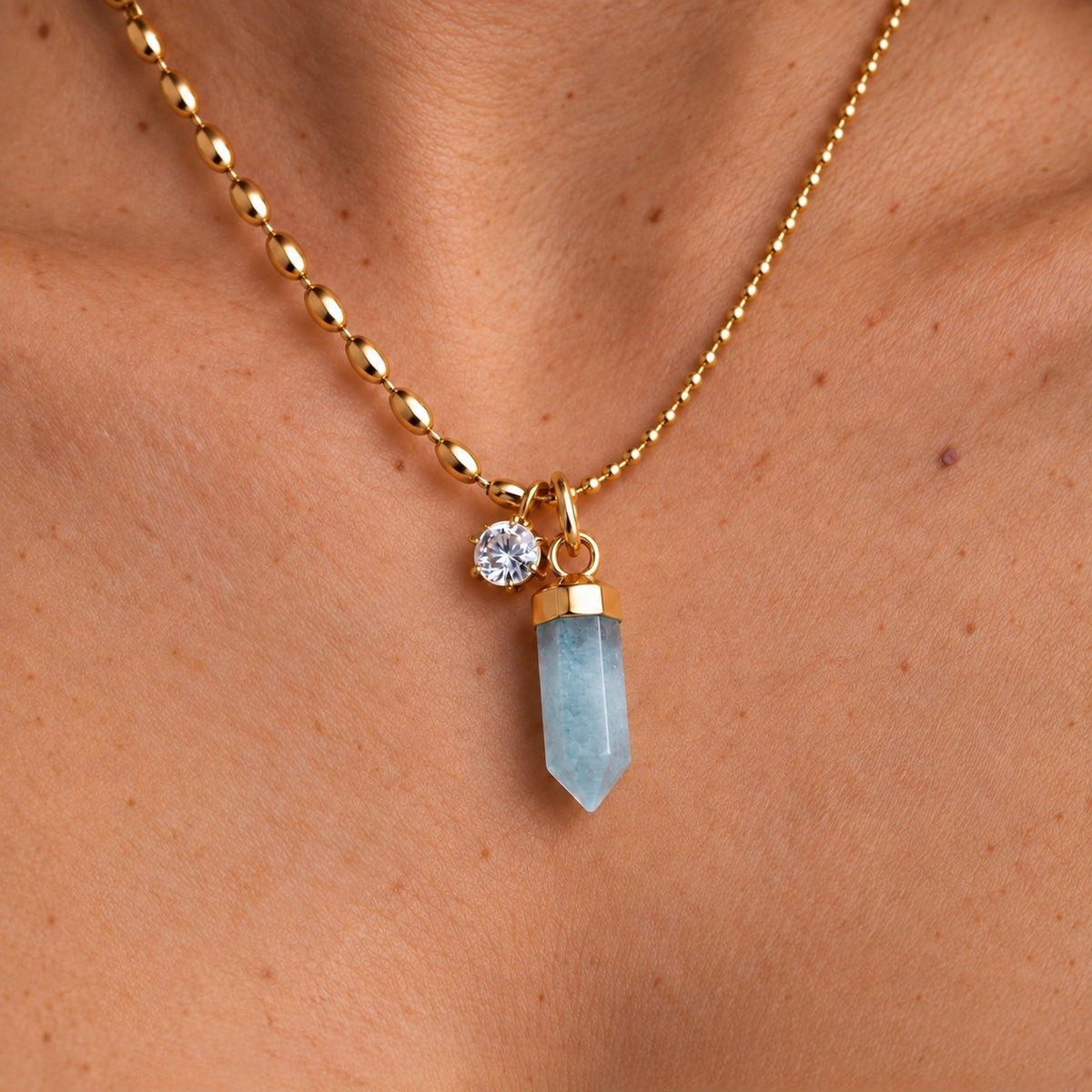 Aquamarine Necklace: Minimalist Gemstone Jewelry