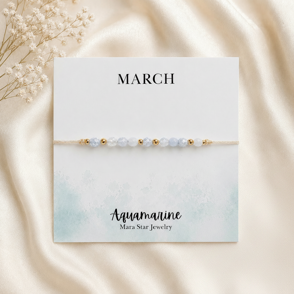 Aquamarine Gemstone Bracelet-March Birthstone