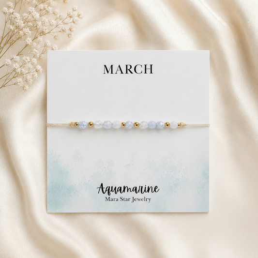 Aquamarine Gemstone Bracelet-March Birthstone