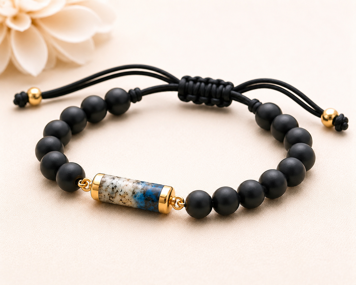 Onyx and K2 Jasper Gemstone Bracelet