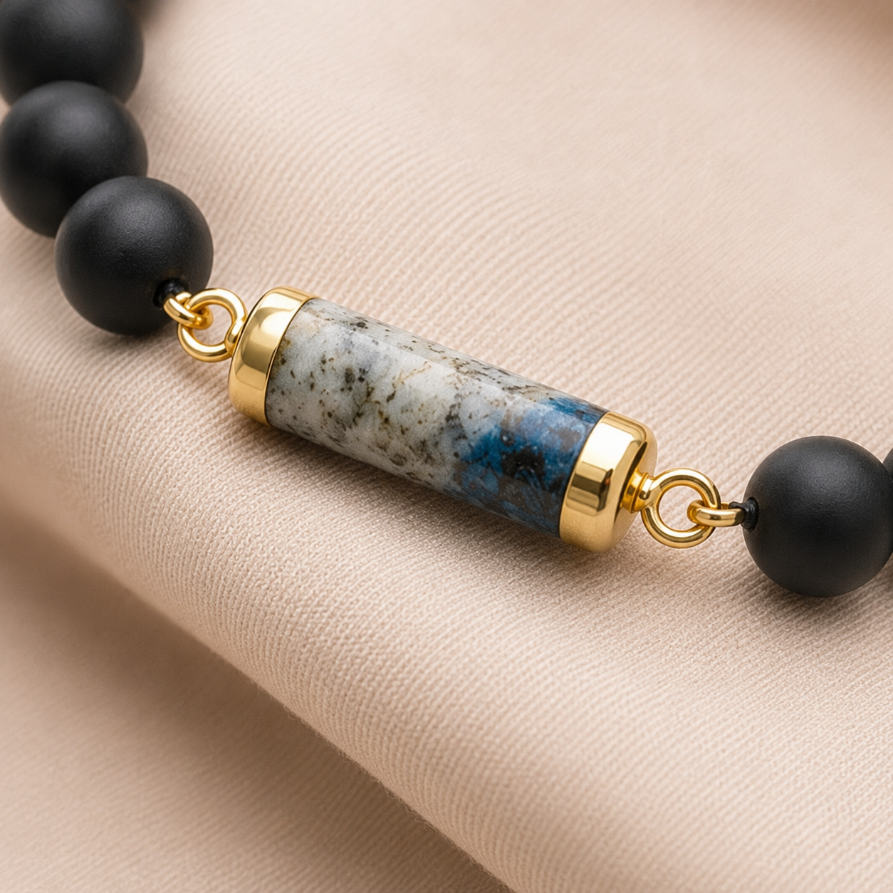 Onyx and K2 Jasper Gemstone Bracelet