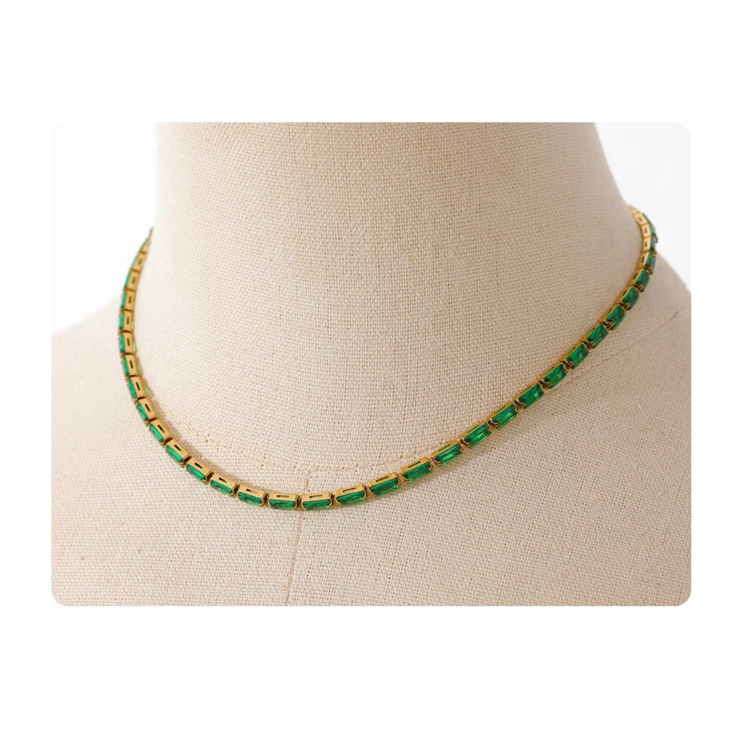 Gorgeous Baguette Cut Jewel Necklace (comes in green jewels as well)