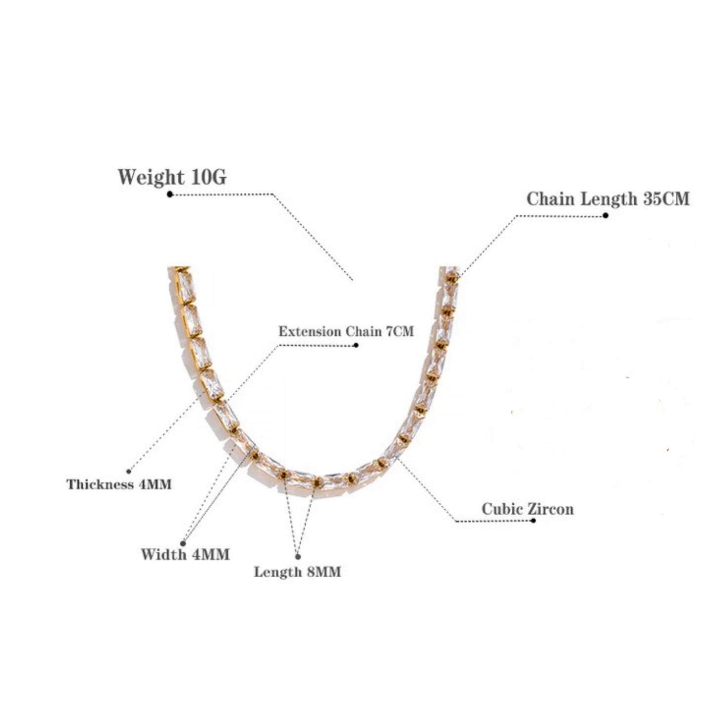 Gorgeous Baguette Cut Jewel Necklace (comes in green jewels as well)