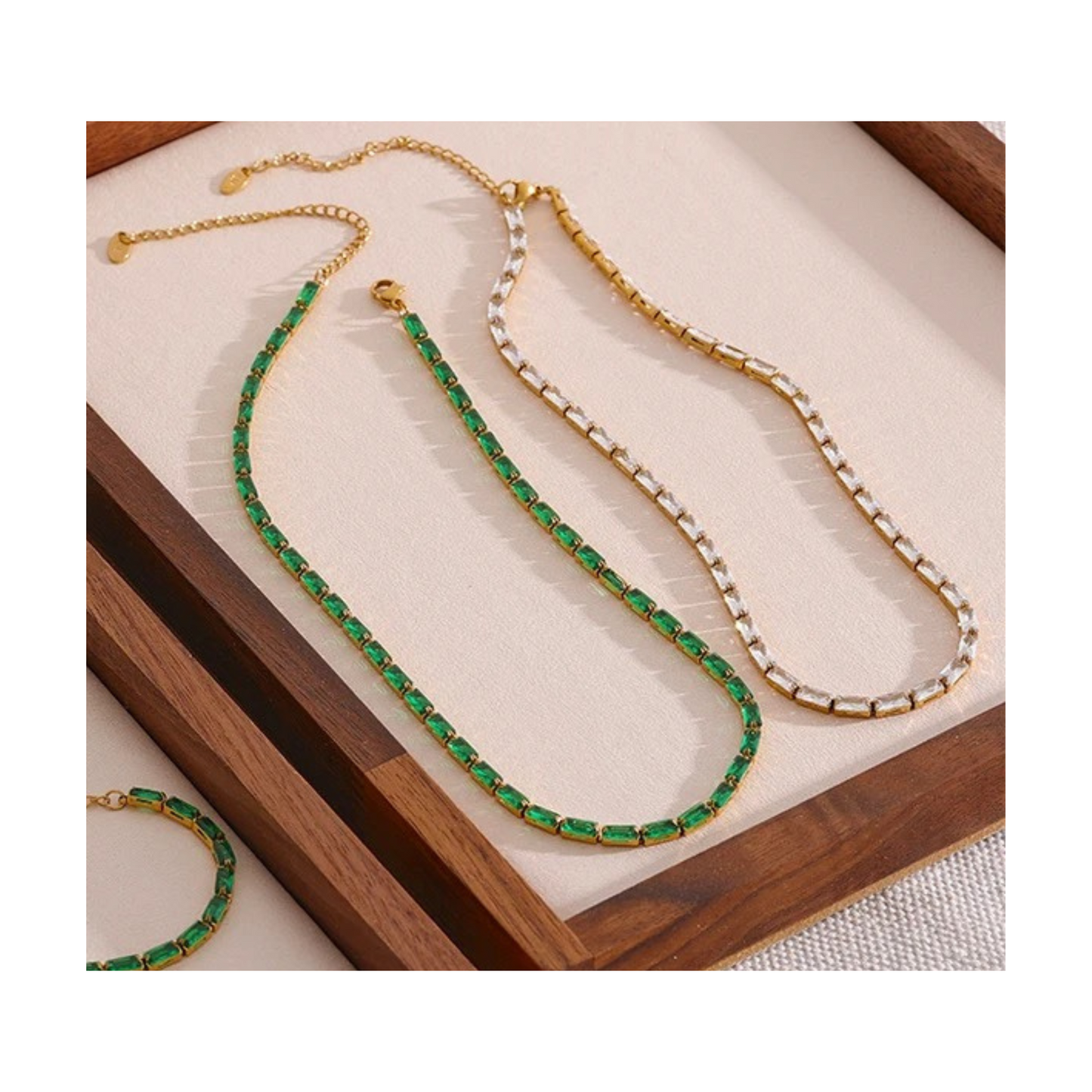 Gorgeous Baguette Cut Jewel Necklace (comes in green jewels as well)