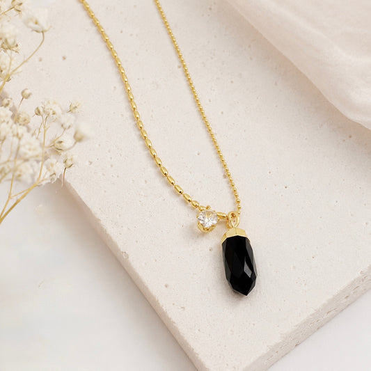 Black Onyx Necklace Gold