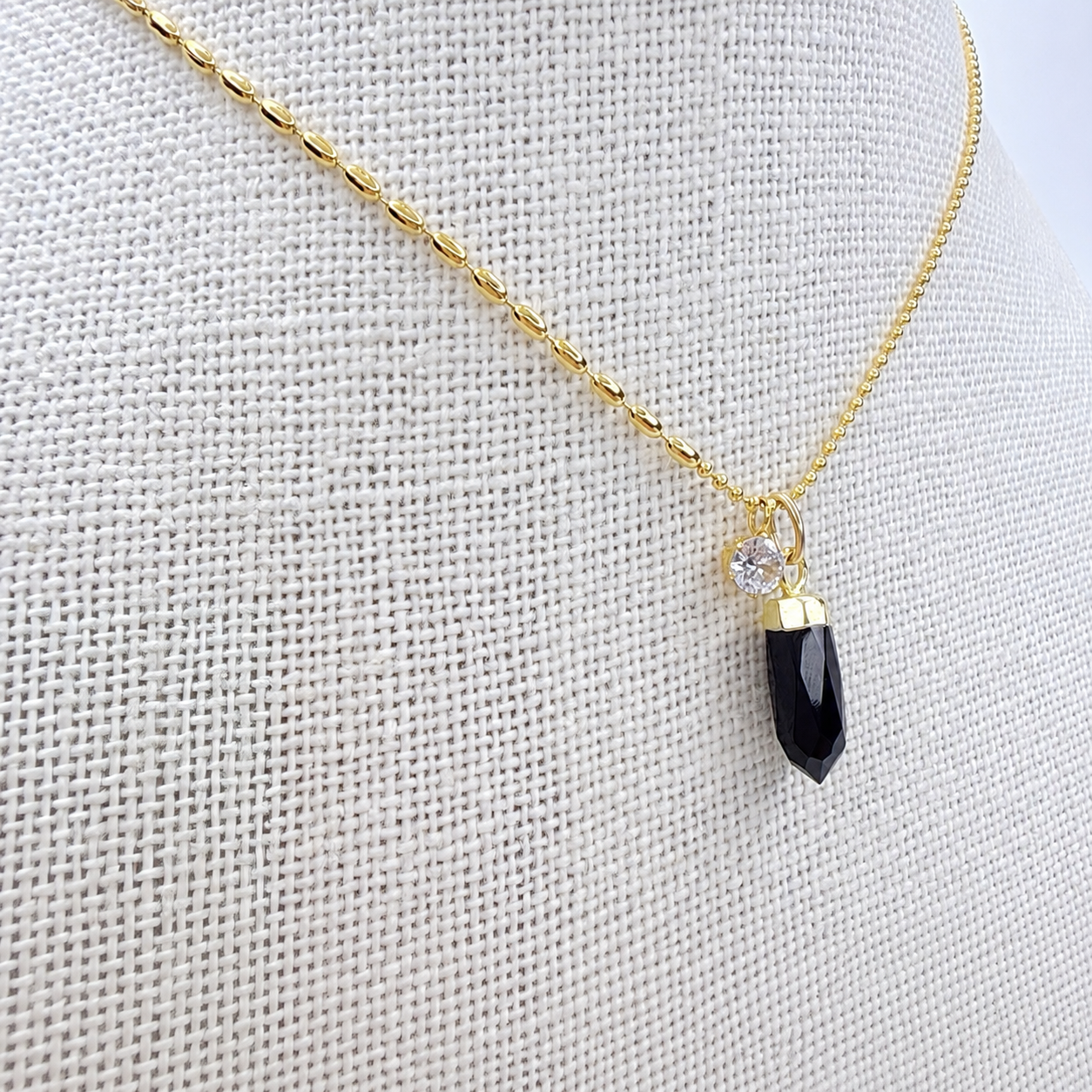 Black Onyx Necklace Gold