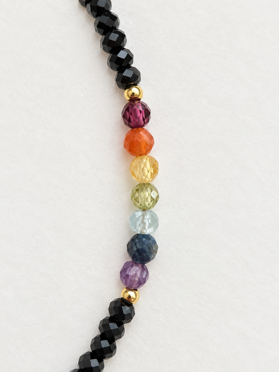 Black Onyx and Chakra Stone Necklace