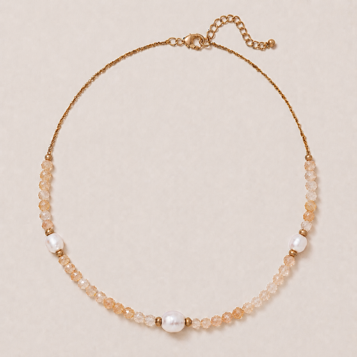 Citrine Pearl Chain Necklace