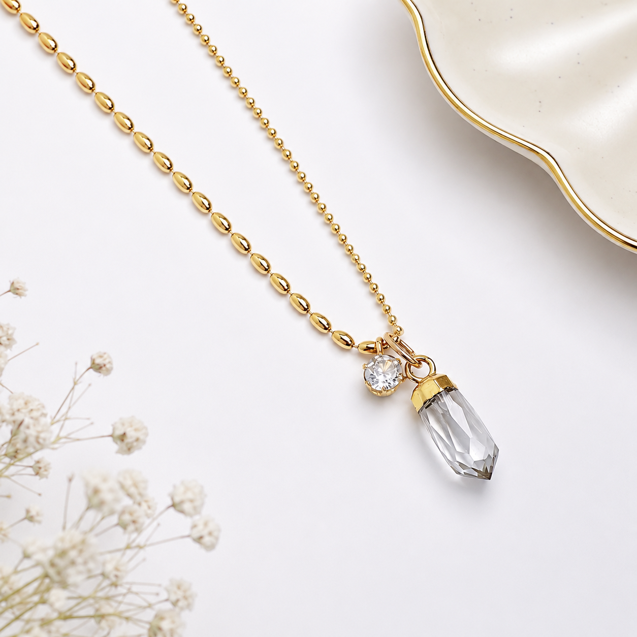 Clear Quartz Spike Necklace