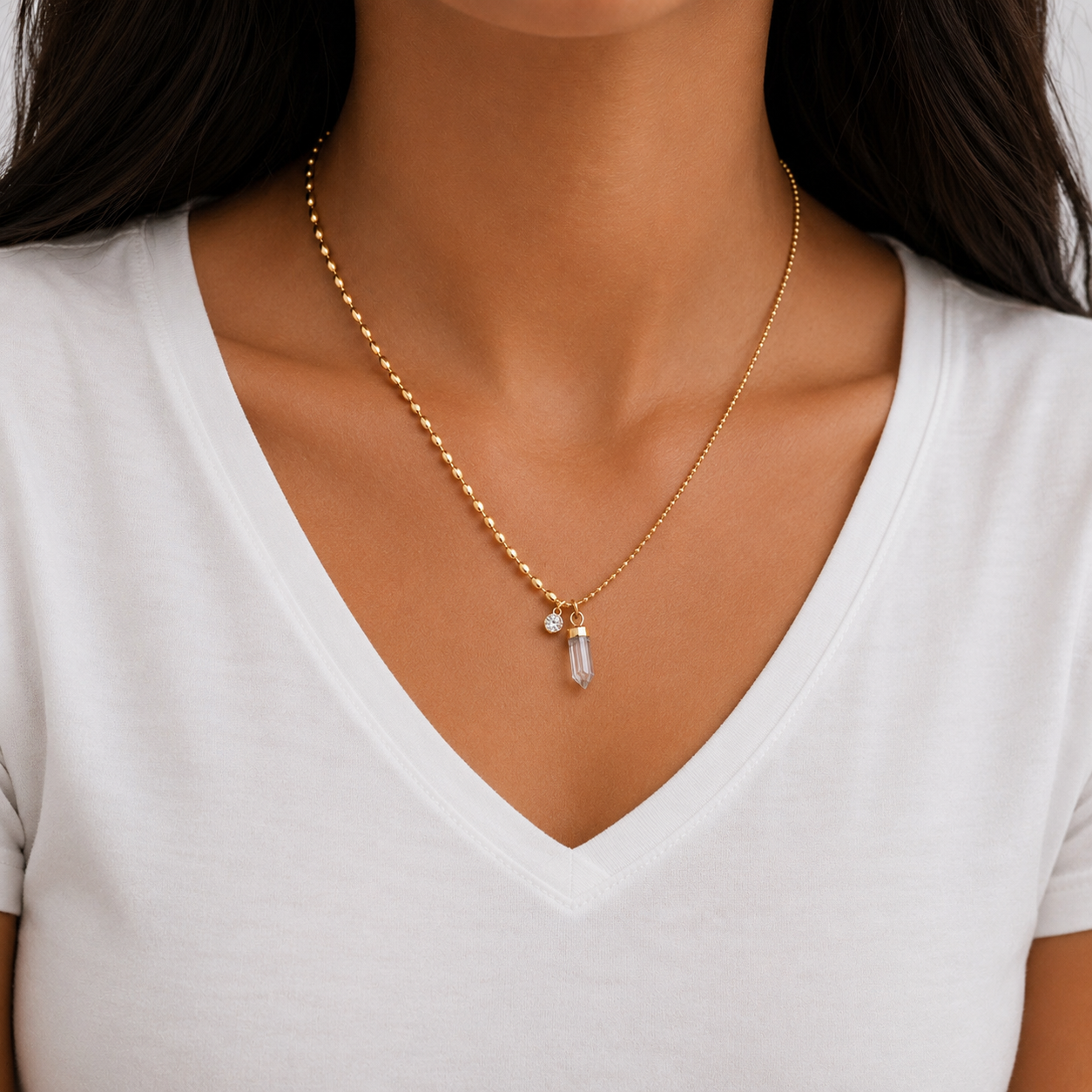 Clear Quartz Spike Necklace