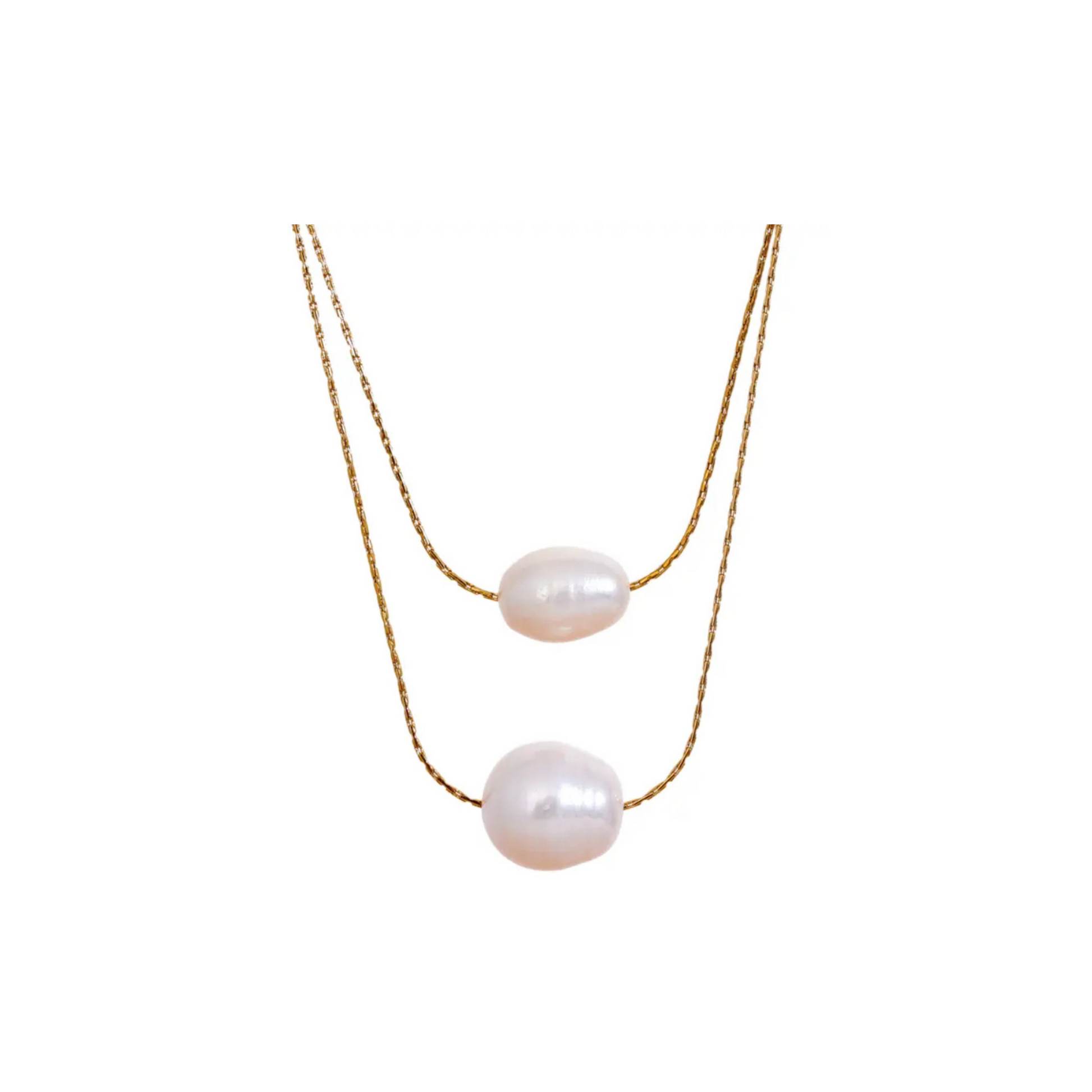 Double Pearl Layered Necklace