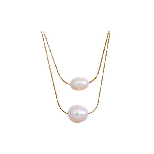 Double Pearl Layered Necklace