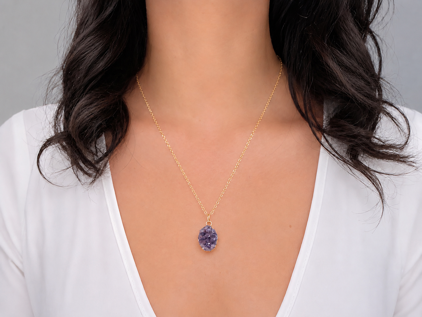 Raw Amethyst Cluster Necklace