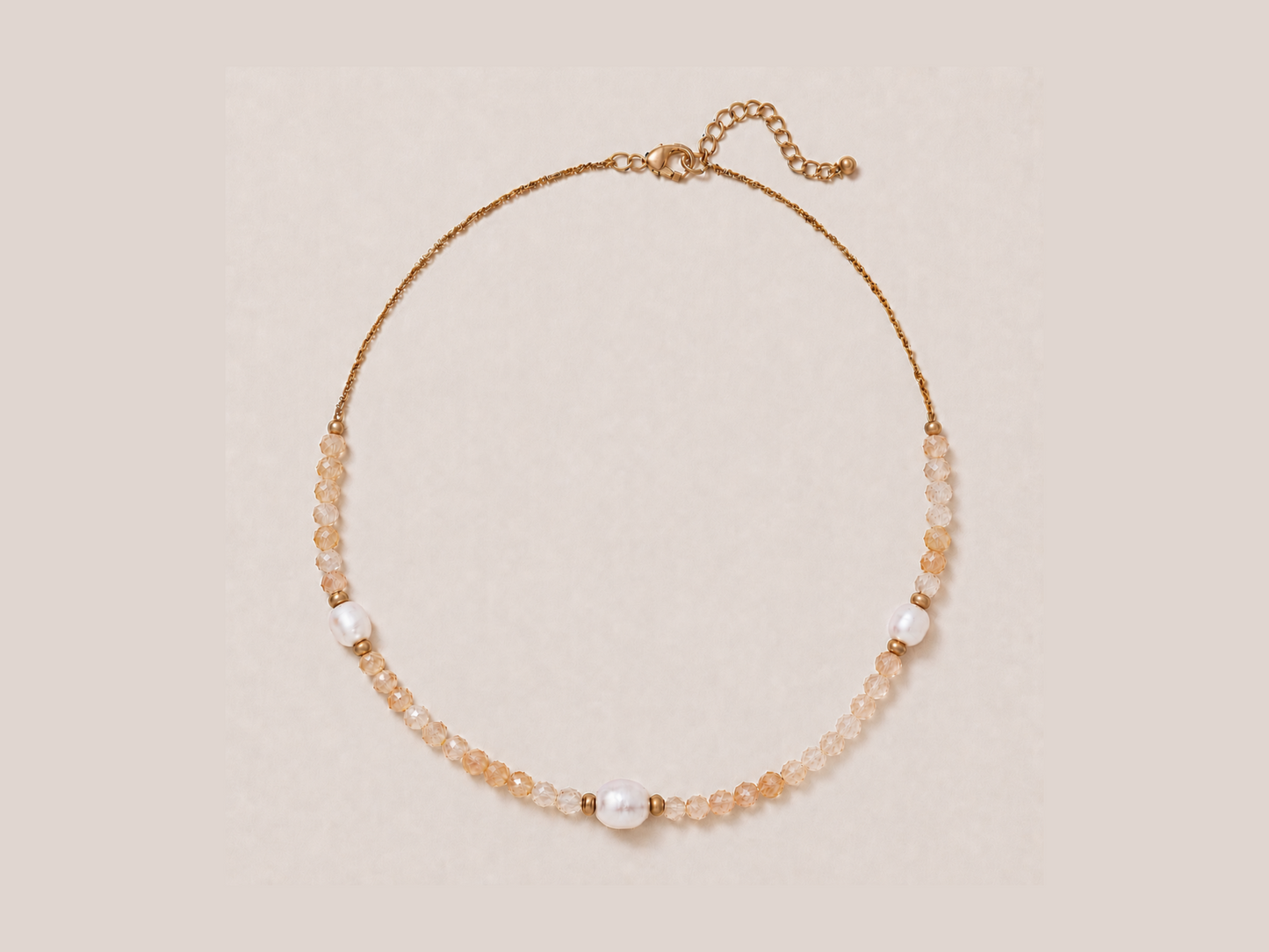 Citrine Pearl Chain Necklace