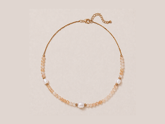 Citrine Pearl Chain Necklace