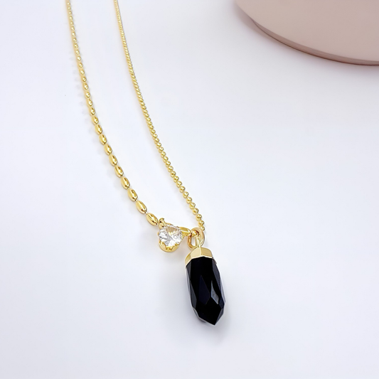 Black Onyx Necklace Gold