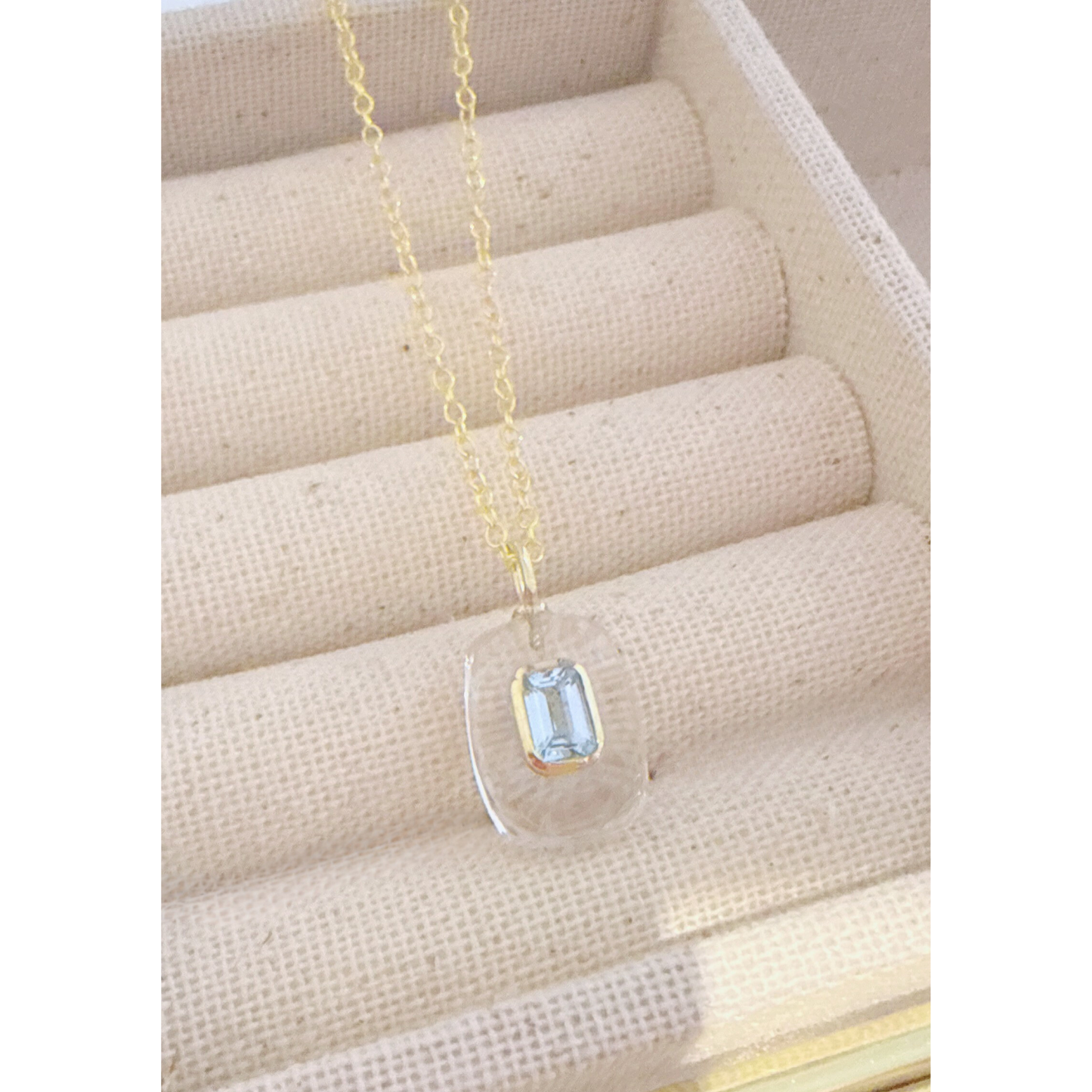 Crystal Quartz Blue Topaz Pendant Necklace: 18K Gold Vermeil Sterling Silver