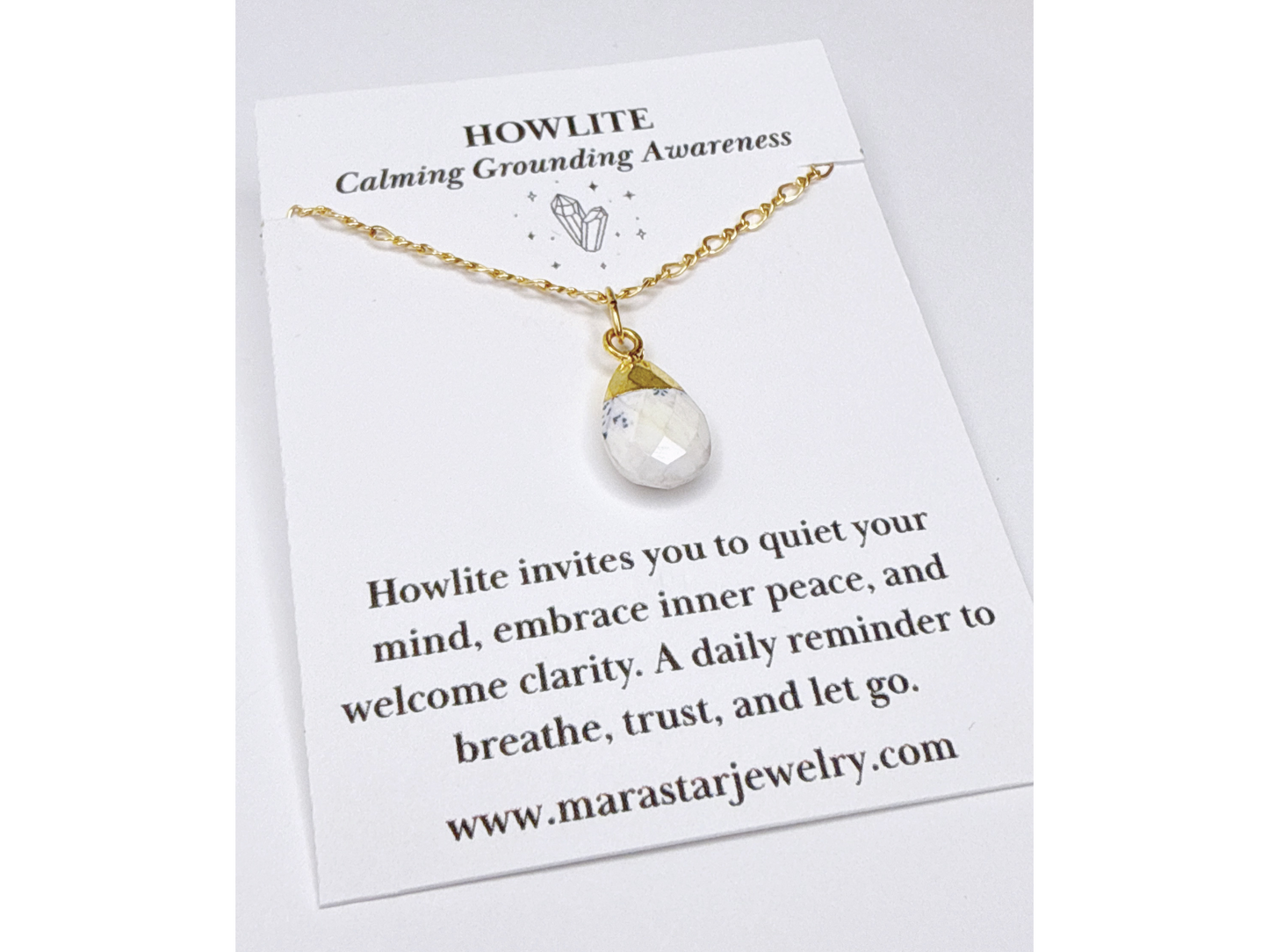 14K Gold Filled Howlite Briolette Teardrop Necklace
