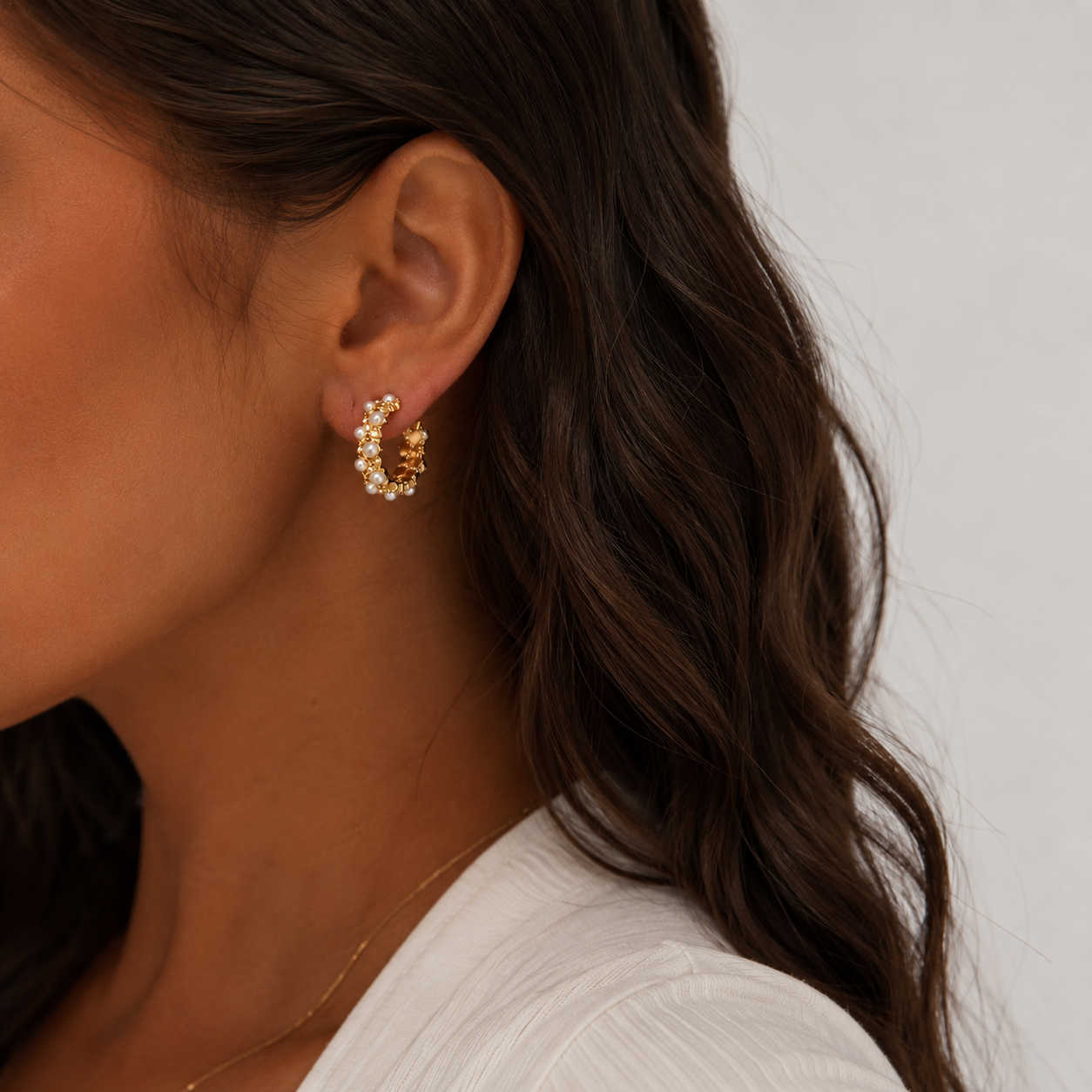 Open Hoop Pearl Earrings