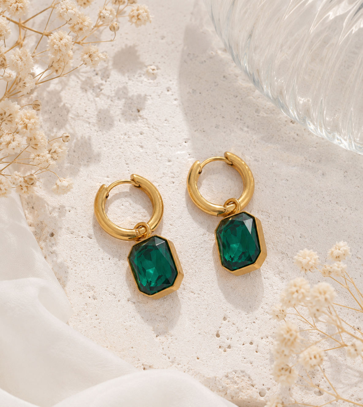 Geometric Gem Drop Earrings