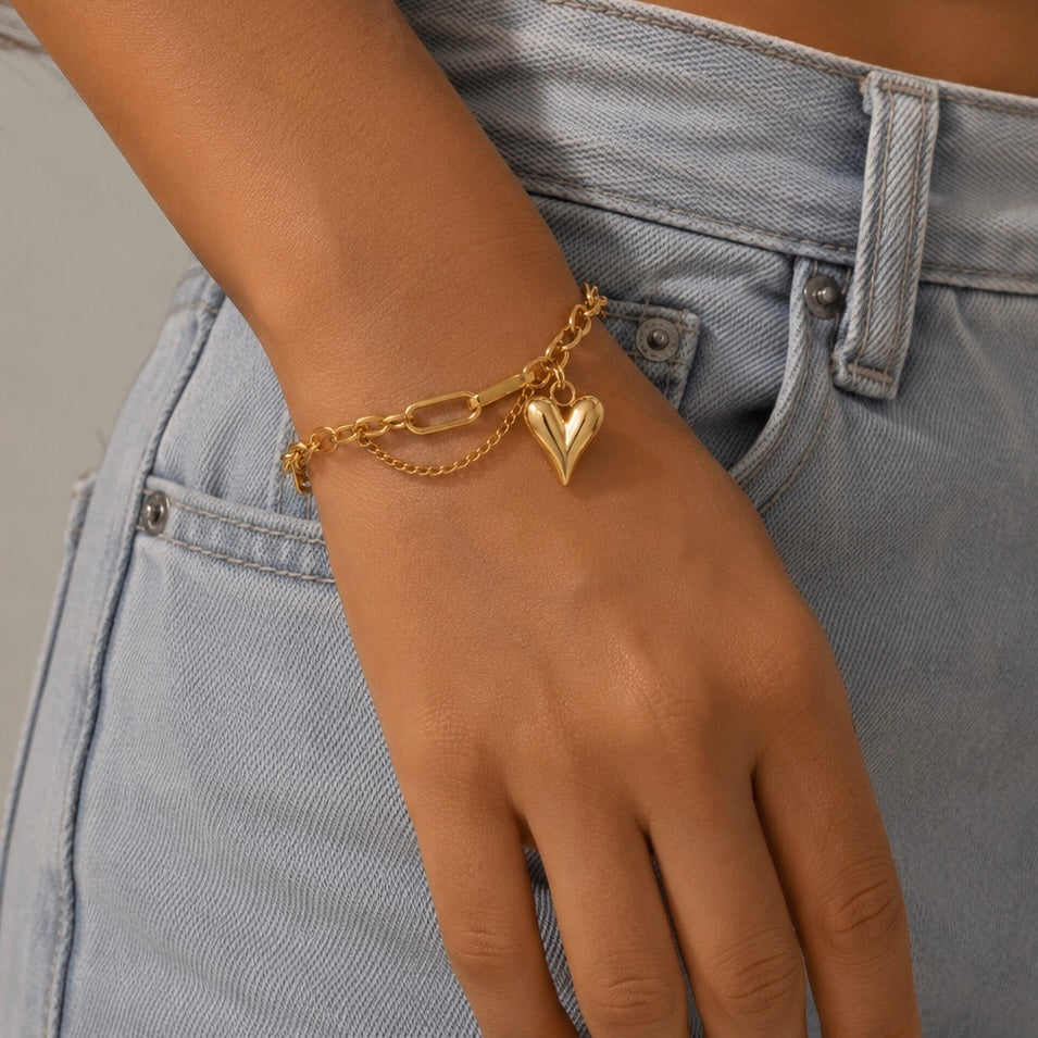 Double Chain Heart Bracelet