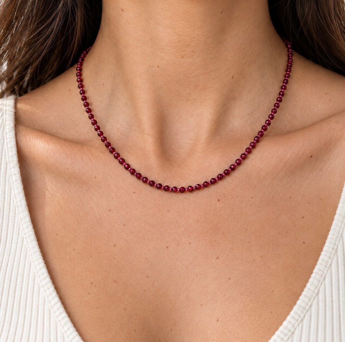 Garnet Gemstone and Miyuki Bead Necklace