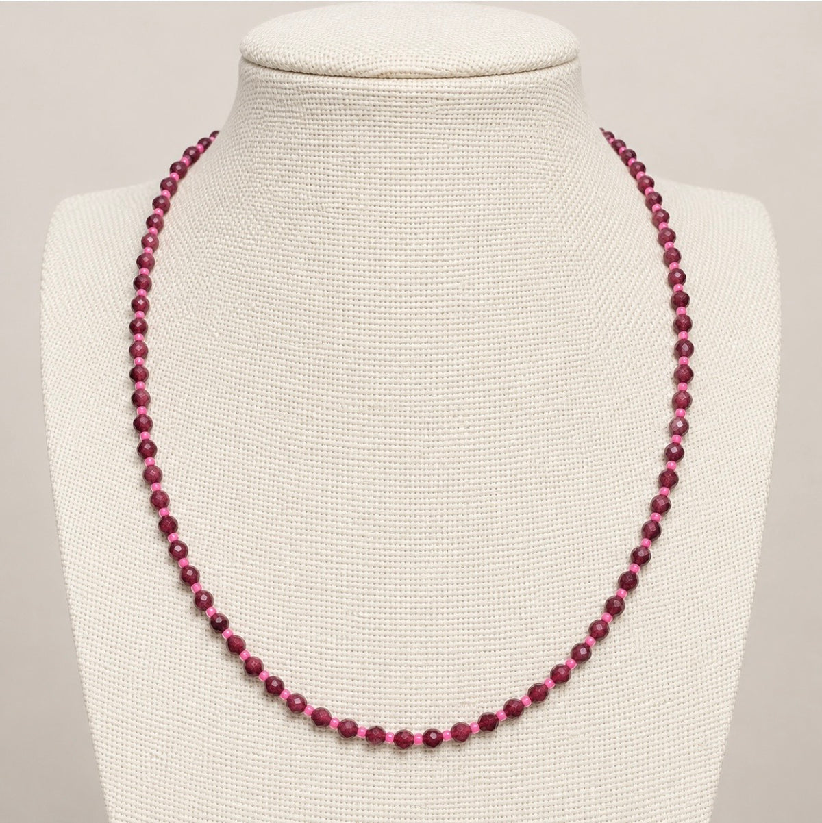 Garnet Gemstone and Miyuki Bead Necklace