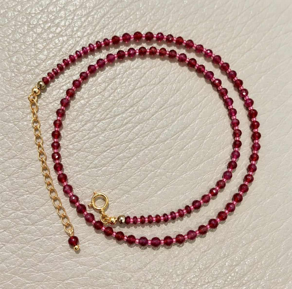 Garnet Gemstone and Miyuki Bead Necklace