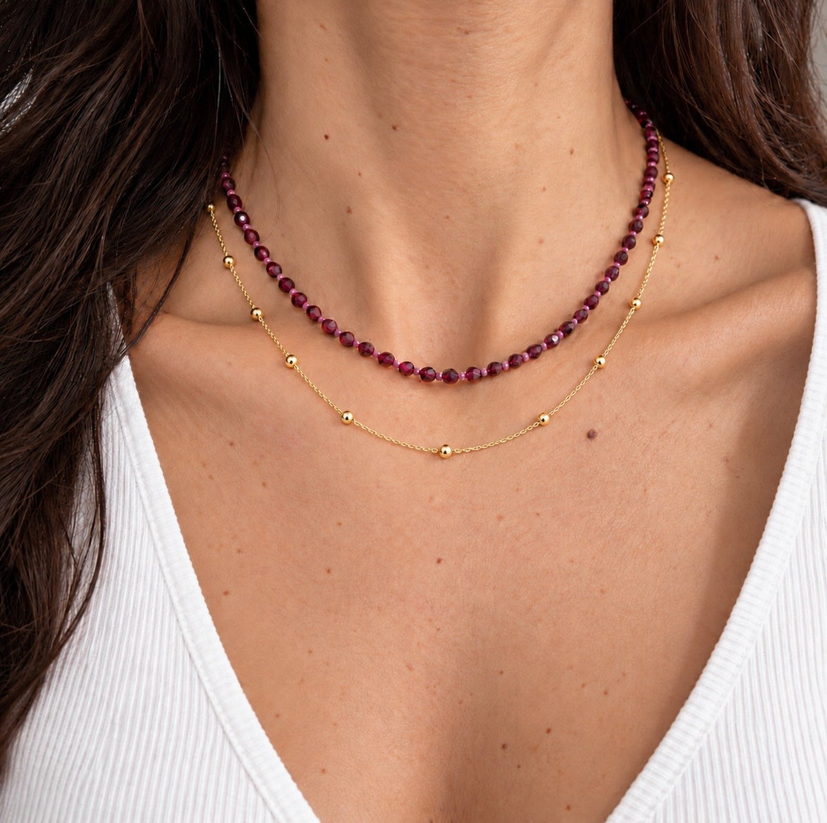 Garnet Gemstone and Miyuki Bead Necklace