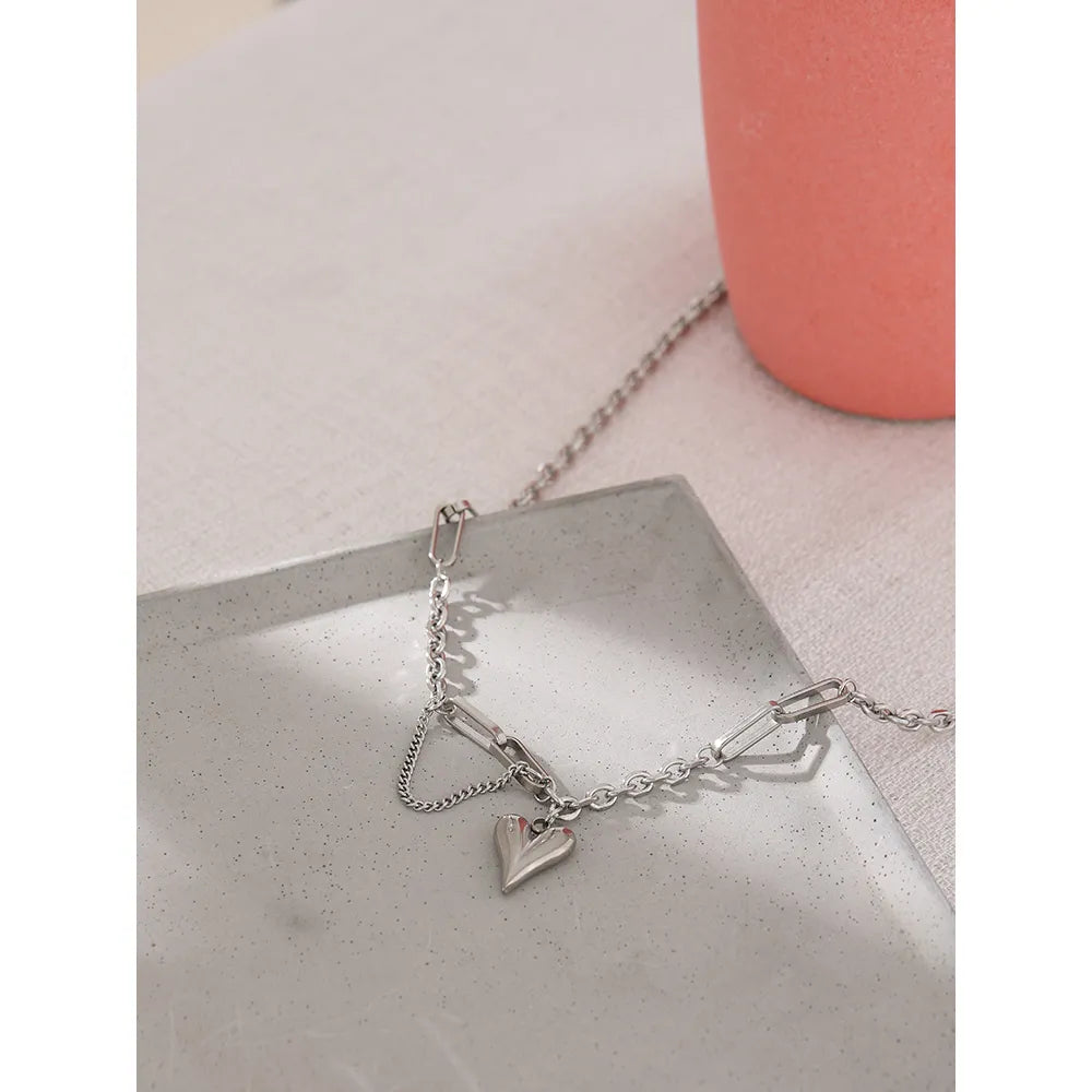 Stylish Mixed Chain Heart Necklace