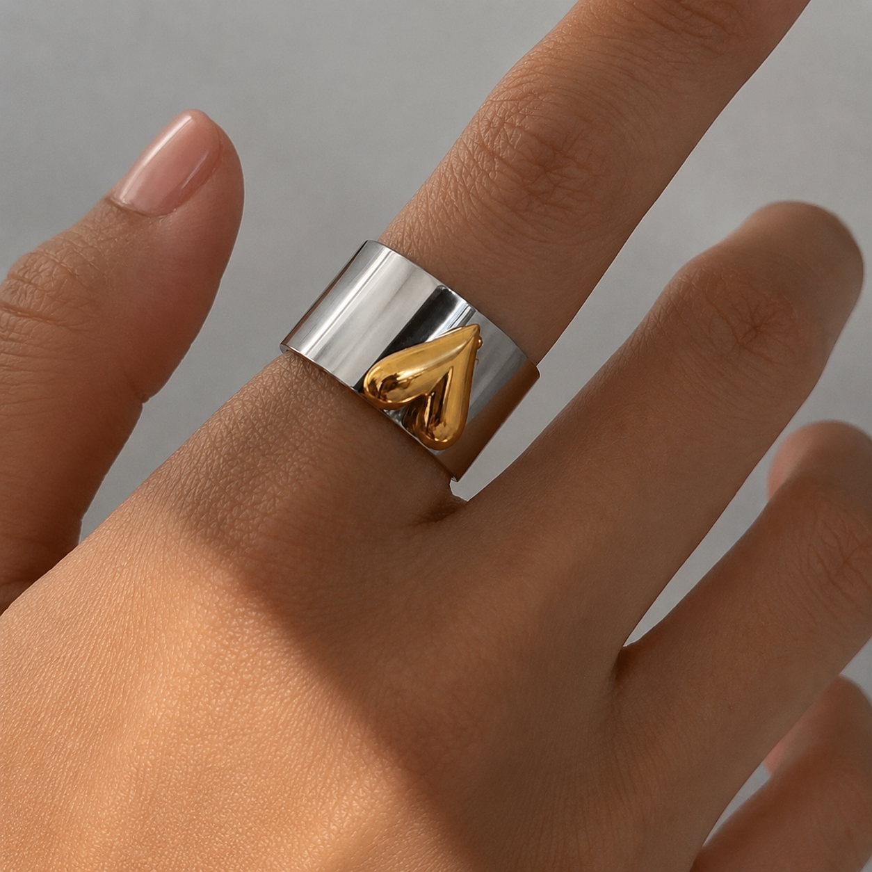 Mixed Metal Heart Ring
