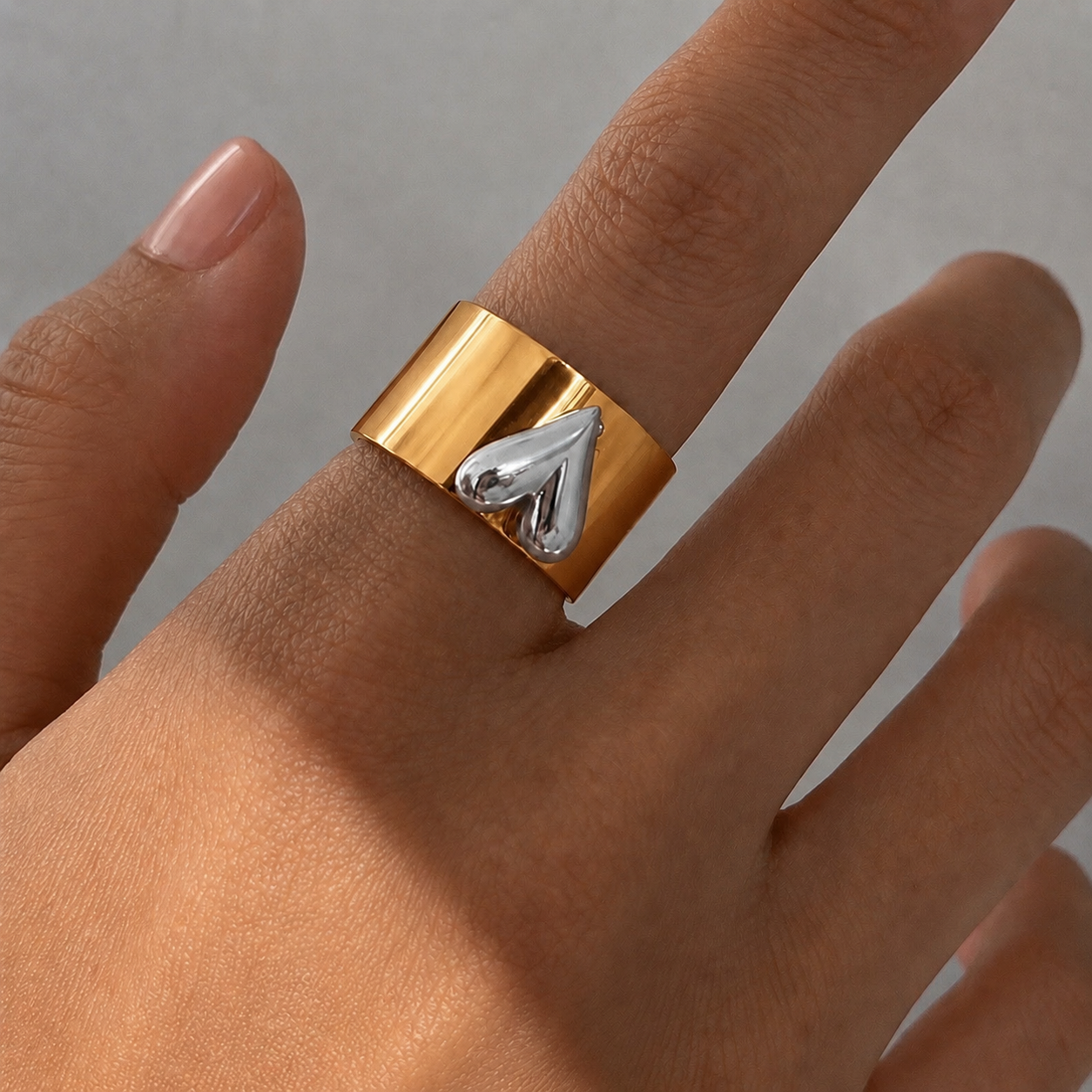 Mixed Metal Heart Ring