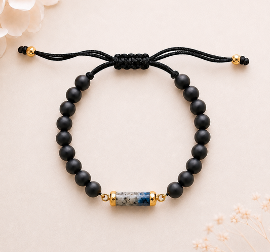 Onyx and K2 Granite Gemstone Bracelet