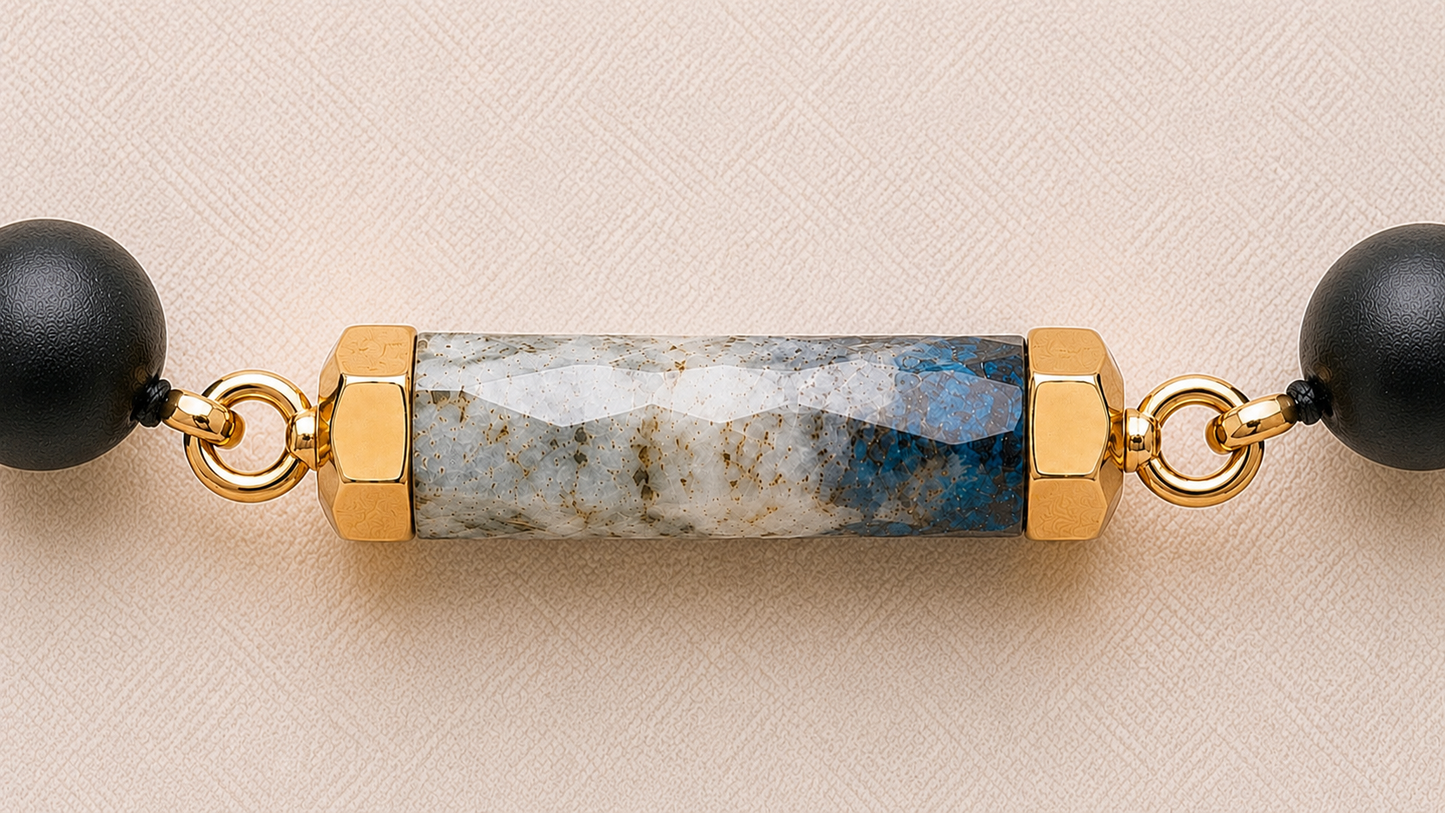 Men's Onyx and K2 Granite Gemstone Bracelet