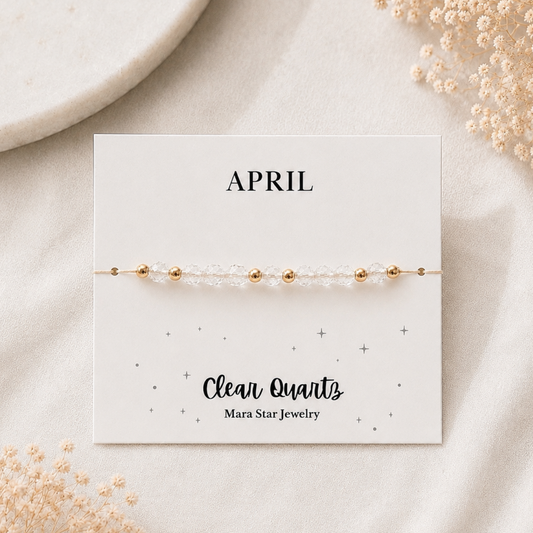 April Birthstone Bracelet Clear Quartz