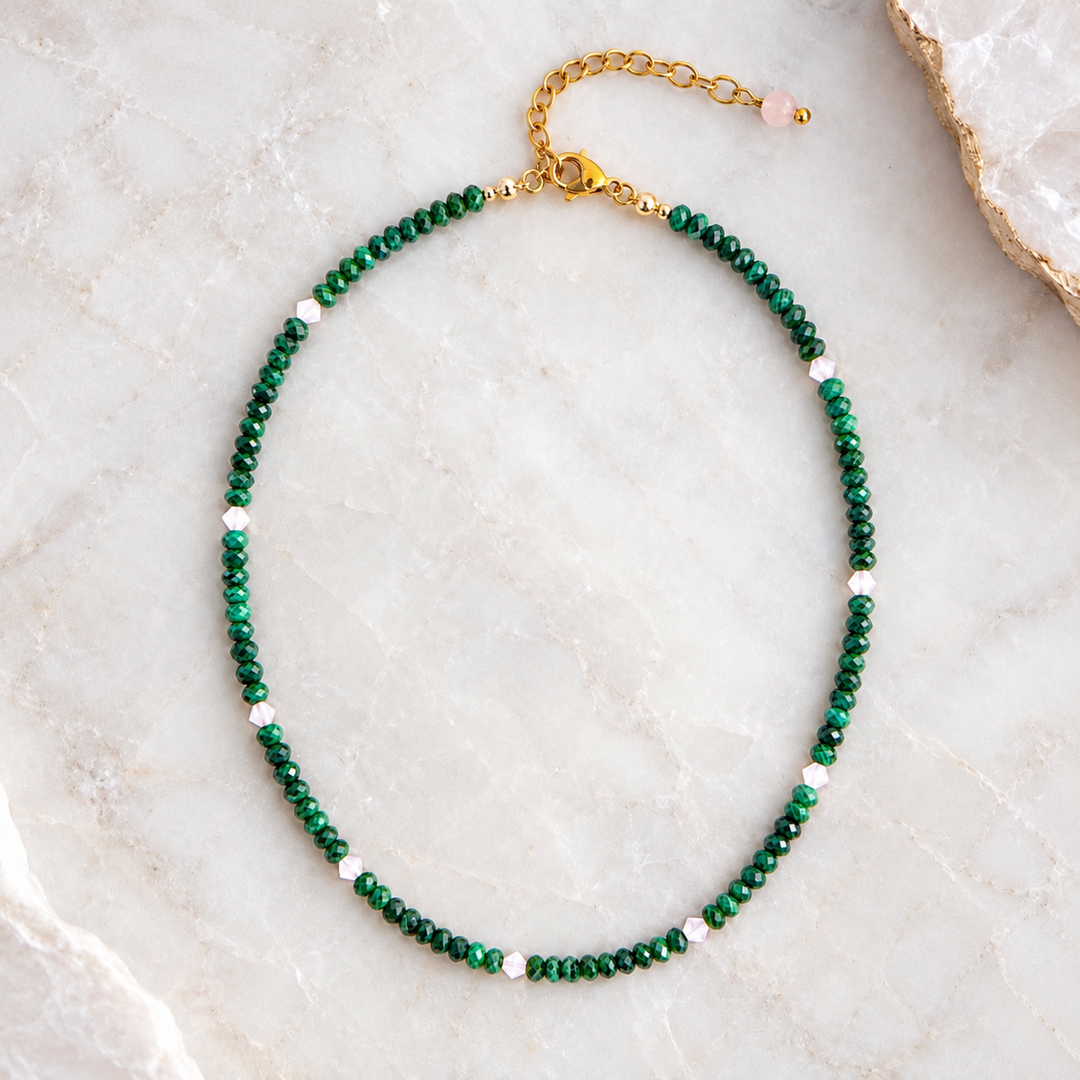 Malachite & Crystal Gemstone Necklace