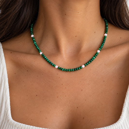Malachite & Crystal Gemstone Necklace