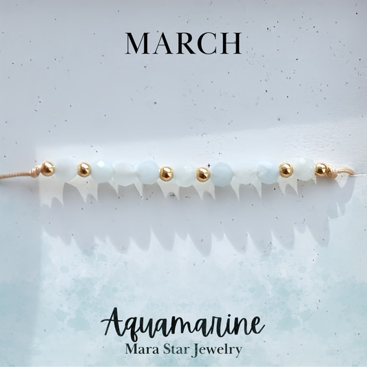 Aquamarine Gemstone Bracelet-March Birthstone