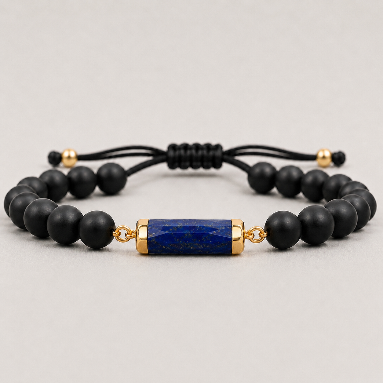 Onyx and Lapis Lazuli Gemstone Bracelet