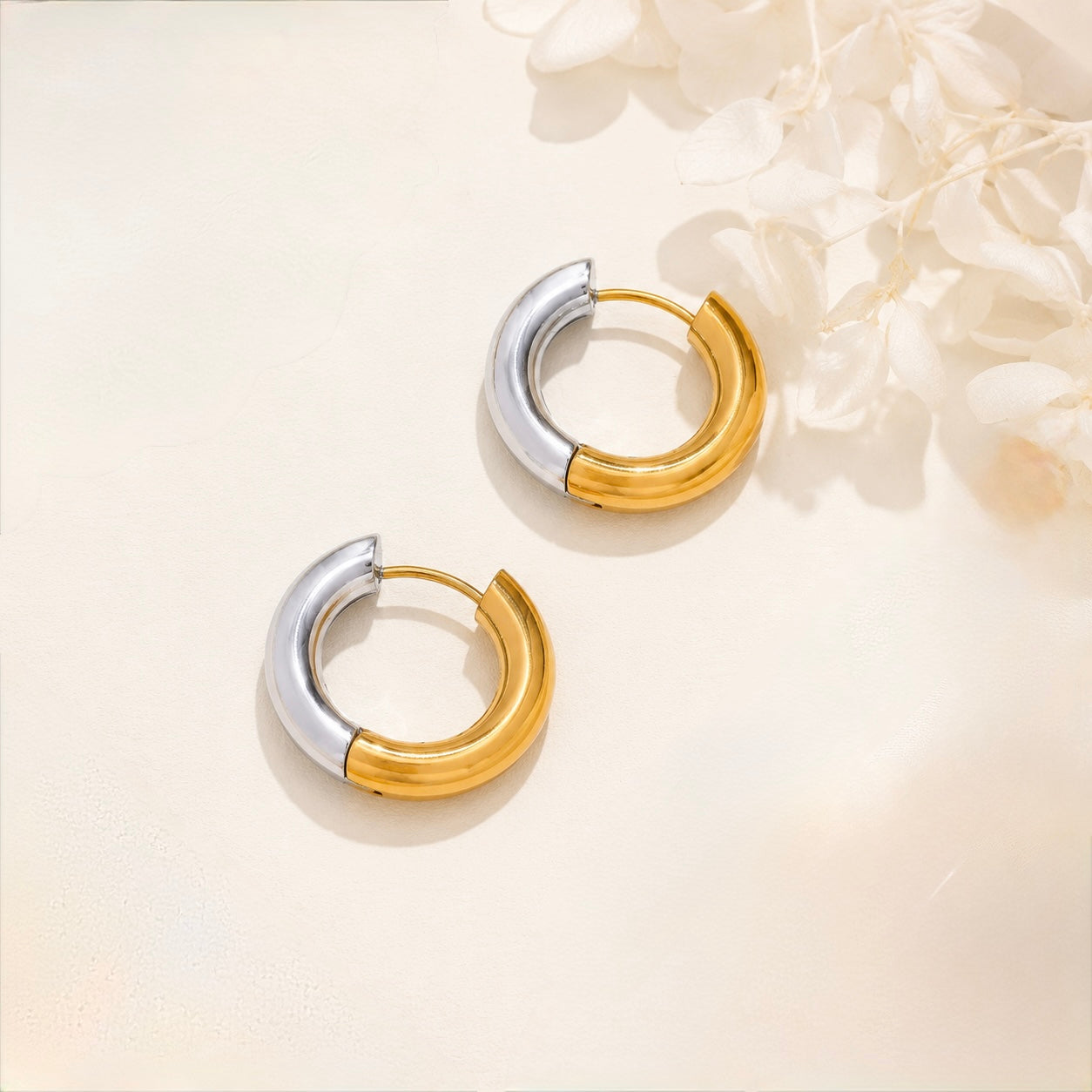 Mixed Metal Huggie Hoop Earrings