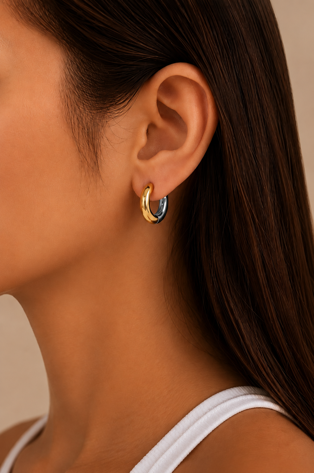 Mixed Metal Huggie Hoop Earrings